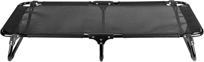 Foldable Elevated Dog Bed, 43"x23"x7"Raised Pet Bed with No Setup, Outdoor DogBed with Breathable Mesh, No-Slip Feet Camping Dog Cots Bed for Large Sized Dogs, Black