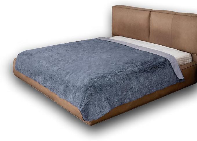 Dogs/Cats Bed Mats, Dog Pad Washable Removable Couch Cover with Anti-Slip Back, Plush Long Fur Mat, Perfect for Small, Medium and Large Dogs.(Navy Blue, 82"x120")