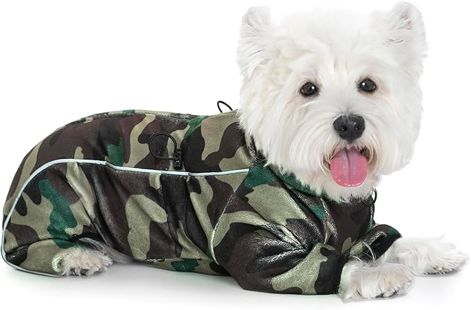 Fleece Dog Coat for Small Medium Dog,Pullover Pajamas Jumpsuit Bodysuit Puppy Coats with Legs, Pet Windproof Warm Cold Weather Jacket Full Body Vest Cozy Snowsuit Outfit Clothes (Camo, S)