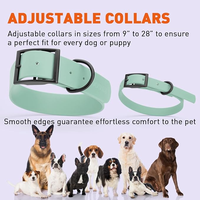 Dogline Biothane Coated Webbing Dog Collar with Black Metal Hardware: Durable Easy-Clean Everyday Collar for Dogs - Comfortable Adjustable Odor-Resistant Pet Collar, W1 x L18-22, Sage Green
