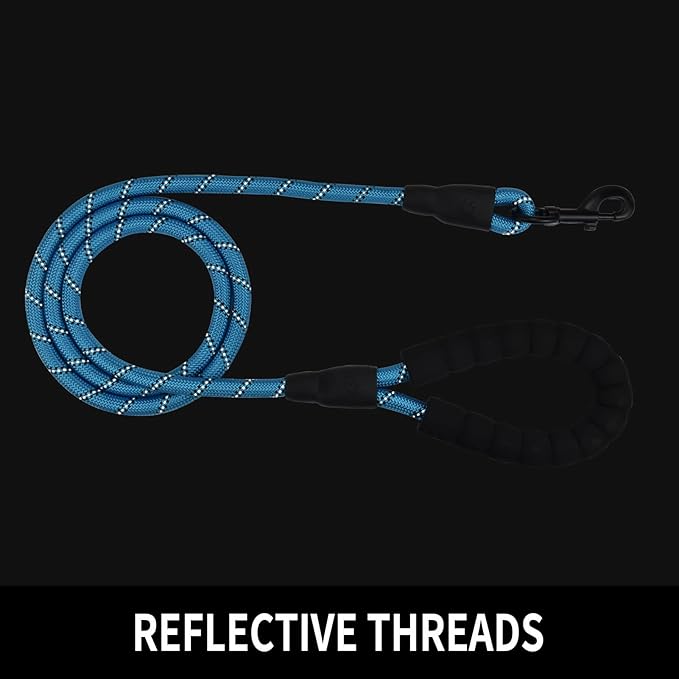5/6 FT Strong Pet Dog Leash with Soft Padded Handle,Highly Reflective Rope for Night Walking,360-Degree Rotating Metal Buckle Without Tangles,Suitable for Small,Medium and Large Dogs.(5ft)