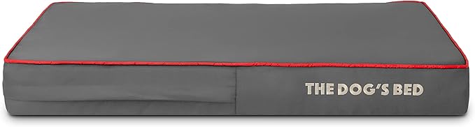 The Dog's Bed Replacement Outer Cover ONLY (Outer Cover ONLY - NO Bed, NO Waterproof Inner) for The Dog's Bed, Washable Oxford Fabric, Medium 4 Inches (Grey with Red Piping)