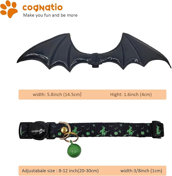 2 Pack Breakaway cat Collars with Bell,Safety Quick Release Pendant Cute Kitten Collar,Adjustable 20-30cm (Green, 20-30cm)