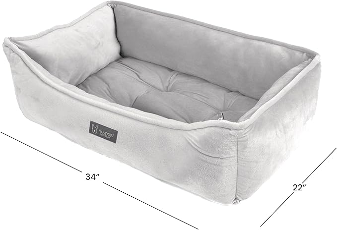 NANDOG Cloud Collection Cat and Dog Bed for Medium to Large Breeds (Grey, Signature)