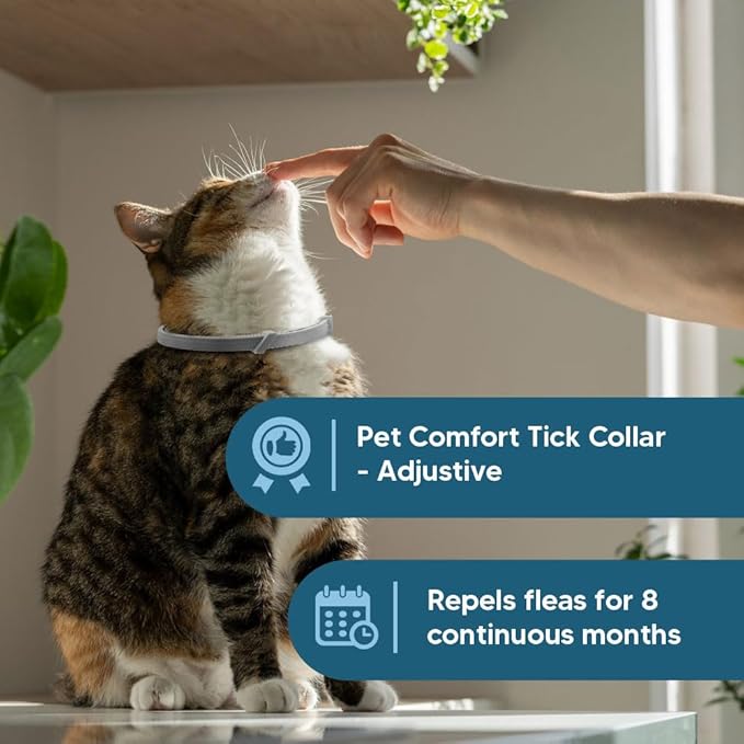Flea Collar for Cats, Cat Flea and Tick Collars, Cat Flea Collars, Kitten Tick Collar, Adjustable 8 Months Protection (Pack of 2)