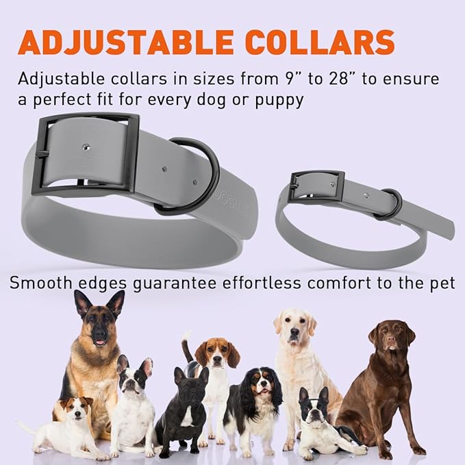 Dogline Biothane Coated Webbing Dog Collar with Black Metal Hardware: Durable Easy-Clean Everyday Collar for Dogs - Comfortable Adjustable Odor-Resistant Pet Collar, W1 x L18-22, Battleship Gray