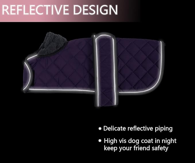 Warm Thermal Quilted Dachshund Coat,Dog Winter Coat with Warm Fleece Lining,Outdoor Dog Apparel with Adjustable Bands for Medium,Large Dog-Purple-M
