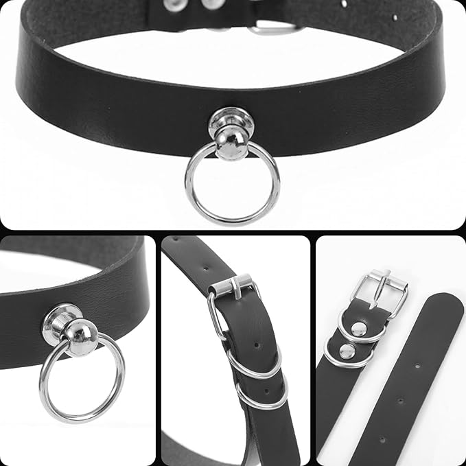 Faux Leather Dog Collar and Leash Set, Strong Detachable Leash Chain with Collar Unique Play Gift for Medium & Large Pet