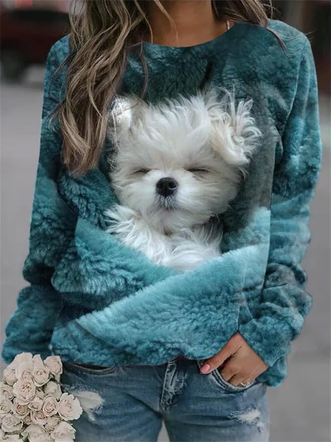 TIAFORD Womens Cute Cats Graphic Crewneck Sweatshirt Winter Trendy Casual Plus Size Long Sleeve Shirt for Cats Lovers