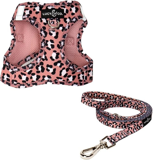 Lucy & Co. Wild Side Step-in Cat Harness & Leash Bundle – Reflective, Breathable & Adjustable Harness for Cats, Kittens & Small Dogs, Lightweight & Secure and Dual Leash Clips – Small