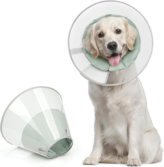 Supet Upgraded Dog Cone with Soft Liner, 20% Lighter Plastic Elizabeth Collar After Surgery to Stop Licking, for Spay Neuter Skin Problems Recovery, for Small Medium Active Large Dogs(Green,XS)