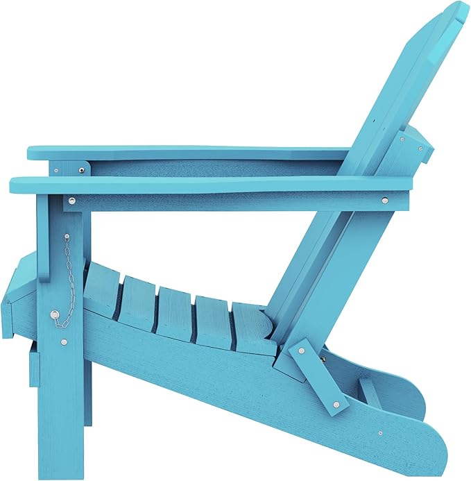 SERWALL Folding Adirondack Chair Outdoor Adirondack Chairs Weather Resistant Patio Chair Fire Pit Chairs - Light Blue
