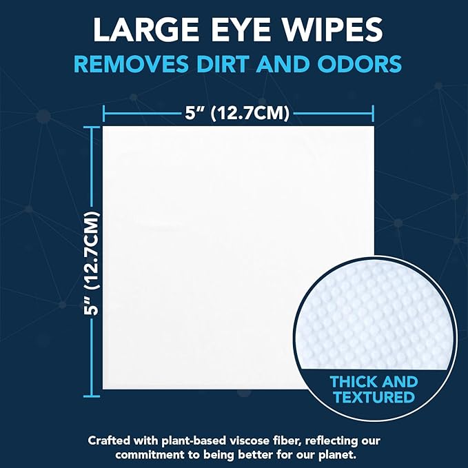 NOVEHA 300PCs Dog Eye Wipes - Tear Stain Remover for Dogs - Formulated with Chamomile and Aloe to Remove Eye Debris, Tear Stains & Eye Discharge - Plant Based, Safe, and Large 5"x5" Unscented Wipes