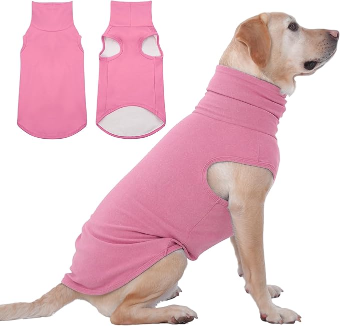IECOii XXL Dog Sweater - Stretch Fleece Vest with Turtleneck,Pink,XX-Large, Warm Christmas Winter Pullover for Large Dogs Like Pitbulls, Turtleneck Dog Fleece Sweater Coat Cozy Pet Pajamas Sweatshirt