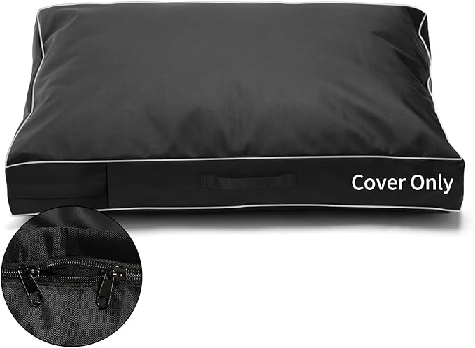 COSHNIBI Dog Bed Covers Replacement Washable,Waterproof Dog Bed Cover with Zip and Carry Handle for Dog/Cat 36''Lx27''Wx4''H-Black