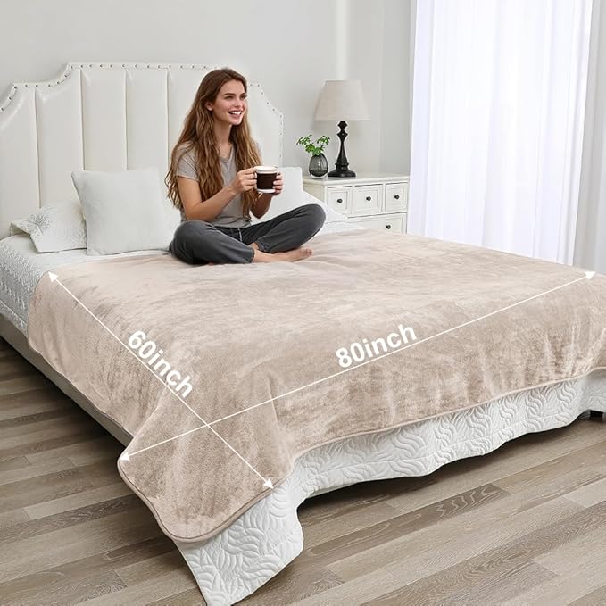 Waterproof Blanket for Couples – Ideal for Couch & Bed Splash Proof Sherpa Throw, Leakproof TPU Layer, Stain Resistant Washable Bed Protector – Khaki, 80"x60"