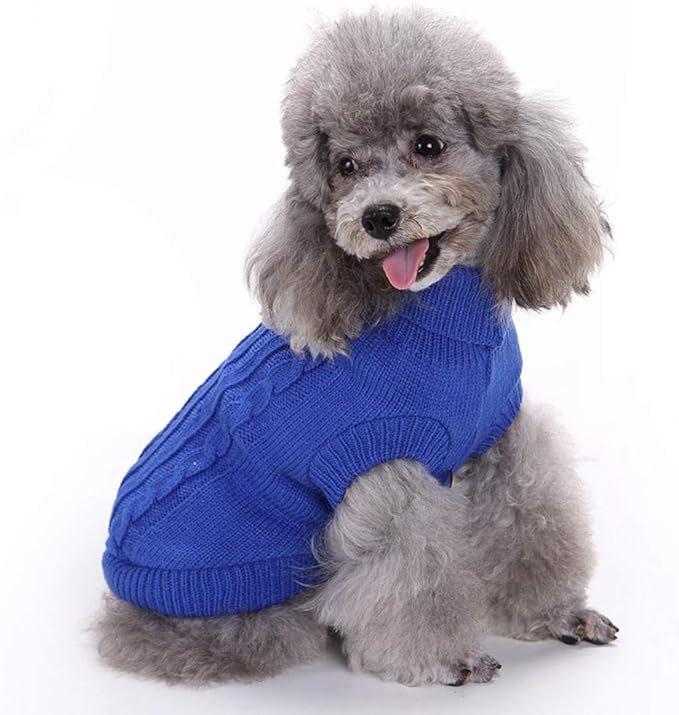 Warm Classic Turtleneck Pet Sweater - Cute Winter Coat for Small, Medium & Large Dogs & Cats - Christmas Sweater for Girls & Boys