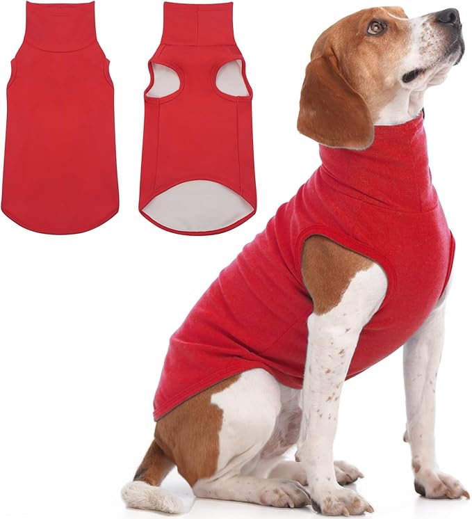 IECOii XL Dog Sweater - Stretch Fleece Vest with Turtleneck - Red,X-Large, Warm Pullover Dog Fleece Coat for Large Dogs - Christmas Pet Sweatshirt for Boys & Girls, Machine Washable