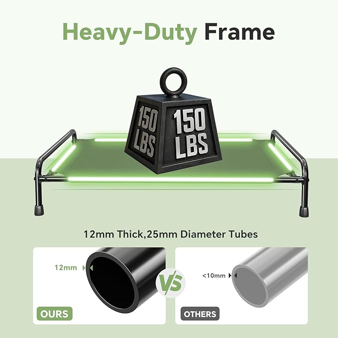 Dog Beds Large Sized Dog, Elevated Dogs Bed for Large Dogs, Portable Cooling Pet Cot with Breathable & Waterproof Mesh, Indoor & Outdoor Raised Pet Hammock Bed, Black