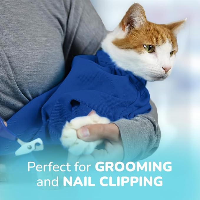 Cat-in-the-Bag Cozy Comfort Carrier - Large Cobalt Blue Cat Carrier Soft for Grooming, Vet Visits, Medication Administration, Dental Care, Nail Trimming, and Car Travel