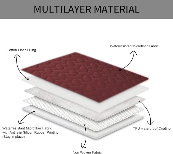 Ameritex Pet Bed Cover Dog Bed Blanket for Sofa and Furniture Waterproof New Pattern Design (52x82 Inch, Burgundy)