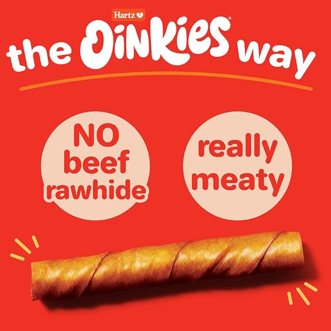Hartz Oinkies Smoked Twists with Naturally Smoked Pork Rawhide-Free Dog Treats, Highly Digestible Long Lasting Dog Chews, 40 Count