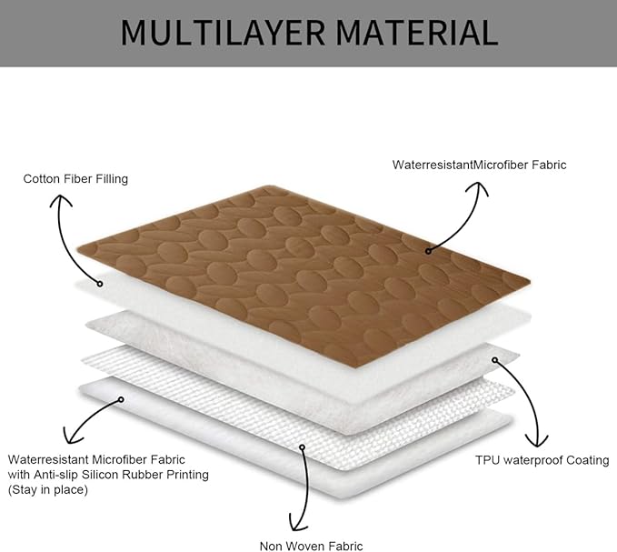 Ameritex Waterproof Pet Bed Cover Anti-Slip Dog Bed Blanket for Sofa and Furniture Waterproof New Pattern Design (Camel, 68x82 Inch (Pack of 1))