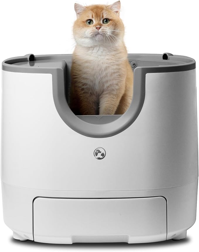 FuroomateCare F8 Self-Cleaning Cat Litter Box – Large Capacity, Open-Top Design for Multi-Cat Homes, Enhanced Safety Features Includes Trash Bags