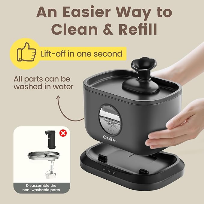 Cat Water Fountain, Radar Sensing Cordless Water Fountains for Cats Indoor, Battery Operated Wireless Pump, Premium Multi-Layer Filter 2.5L/84oz Quiet Automatic Pet Dispenser, Black