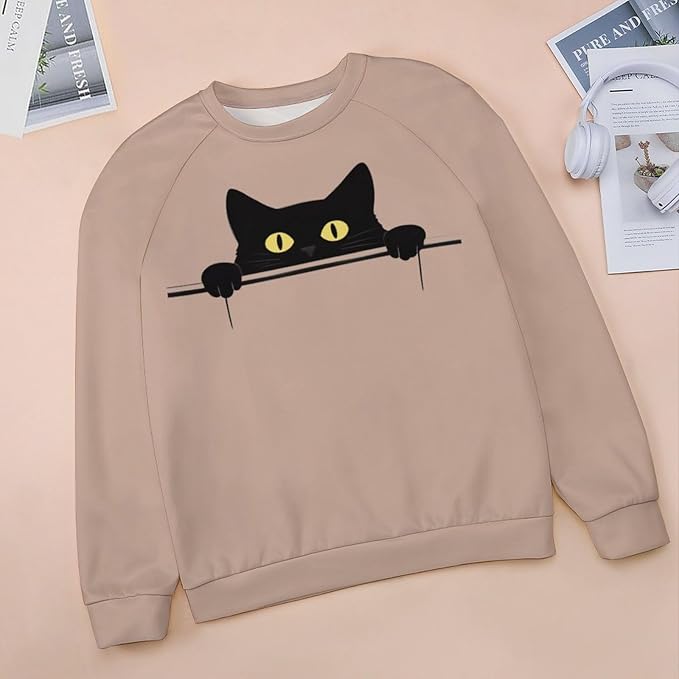 Womens Ugly Christmas Sweatshirt Funny Cat Dog Printed Xmas Pullover Shirts Crewneck Long Sleeve Graphic Hoodies