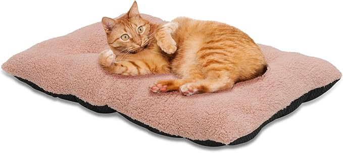 Athena Collection Small Dog Bed, 28 Inches Washable Dog Crate Bed for Small Dogs Puppy Cats Pets, Faux Fir Calming Crate Pad Warming Cozy Soft, Pink
