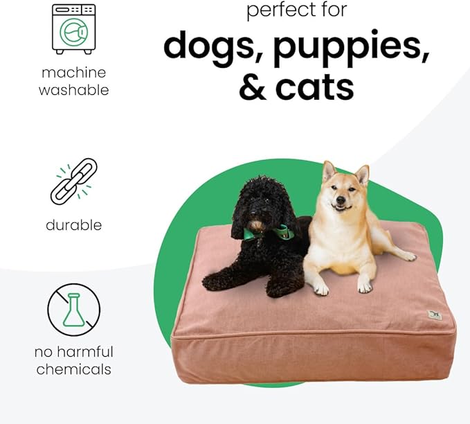 Molly Mutt Kyoto Dog Bed Duvet Cover, GOTS-Certified 100% Cotton Canvas Cover for Dog, Puppy, or Cat Bed, Durable, Washable, and Free of Harmful Chemicals, Medium/Large, 27"x36"x5", Dusty Pink