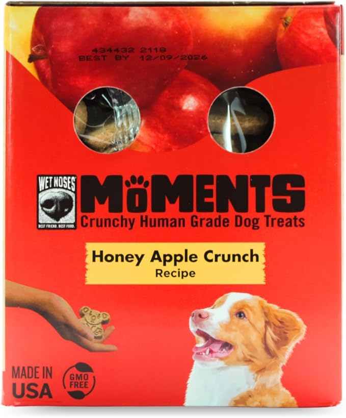 Wet Noses Moments Non-GMO Honey Apple Crunch Bears Crunchy Dog Treats - 3lb | No Corn, Wheat, Soy or Peas, Made with 9 Simple Ingredients