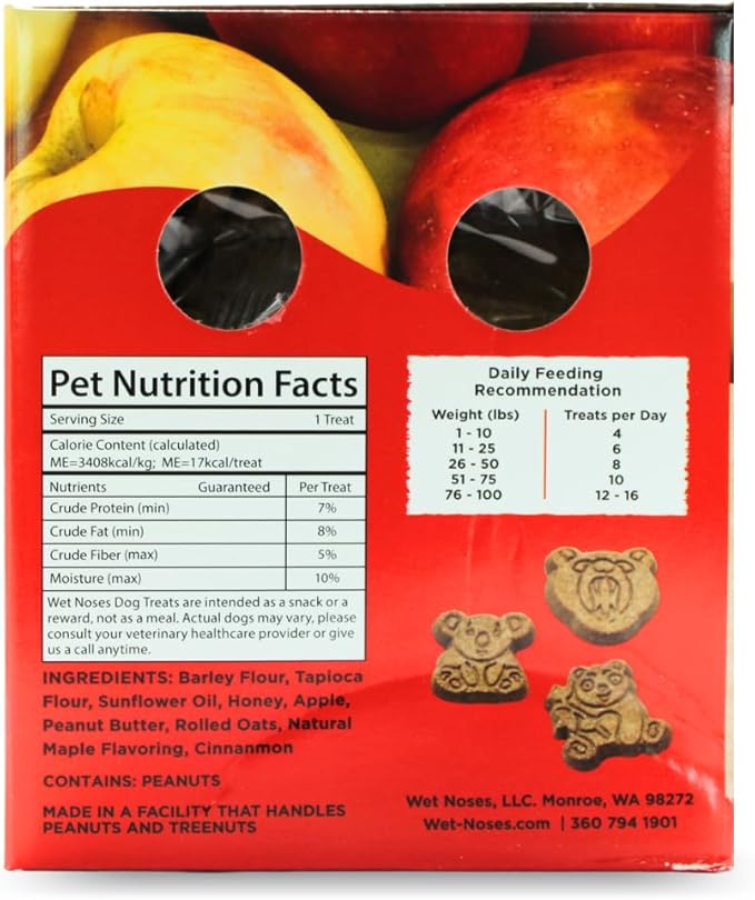 Wet Noses Moments Non-GMO Honey Apple Crunch Bears Crunchy Dog Treats - 3lb | No Corn, Wheat, Soy or Peas, Made with 9 Simple Ingredients