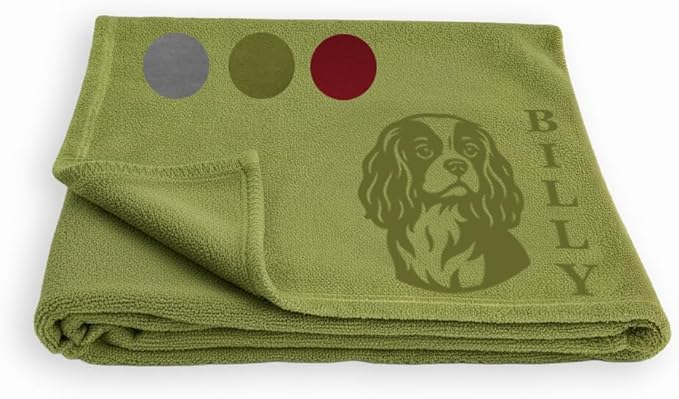 lemuria Personalized Dog Blanket with Custom Name and Breed Engraving, Soft Fleece, Gray, Green, Red, for Couch, Bed, Crate, Car Travel (Green)