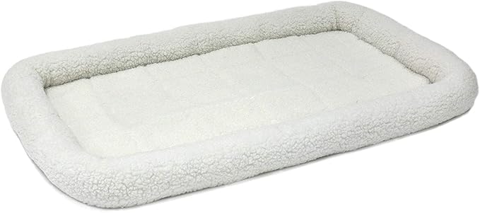 MidWest Homes for Pets QuietTime Dog Bed – White Fleece Bolster, Ultra-Soft and Machine Washable, Fits 48-Inch Crates and Carriers, for Extra-Large Breed Dogs
