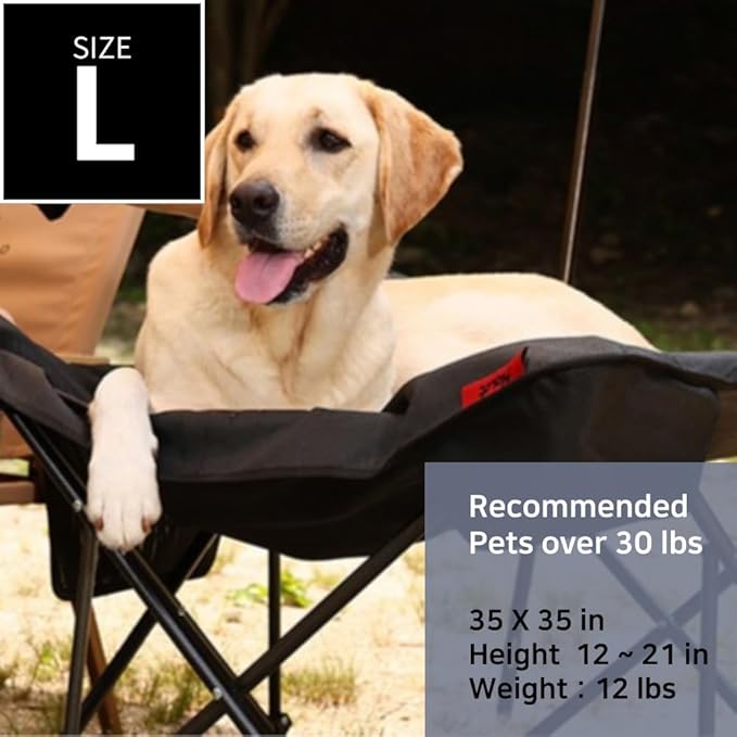 Two Heights in One, Dog Bed Cot for Pet, Waterproof Mesh, Adjustable Height, Indoor/Outdoor (Khaki Brown, Large)
