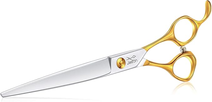JASON 7.5" Dog Grooming Scissors Cats Trimming Shears Professional Pets Scissor Kit for Right Handed Groomers Gold Sharp Shear Christmas Gift