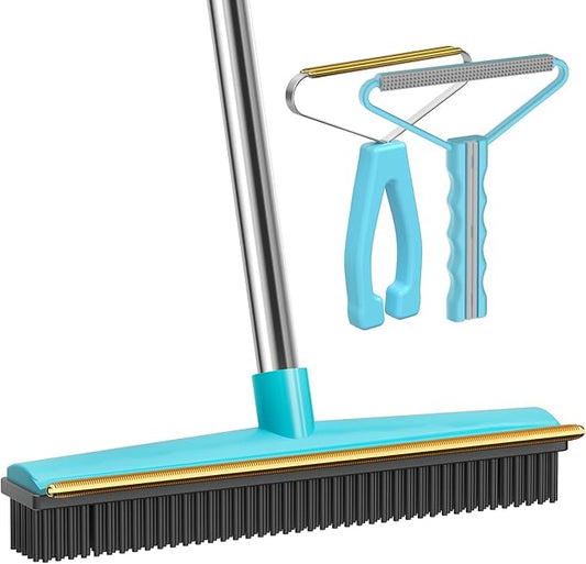 Carpet Rake - 60" Long Handle Pet Hair Removal with Metal Fabric Edge Design,Carpet Broom,Carpet Rake for Carpets, Rugs,Mats,Couch,Stairs(3 pcs)