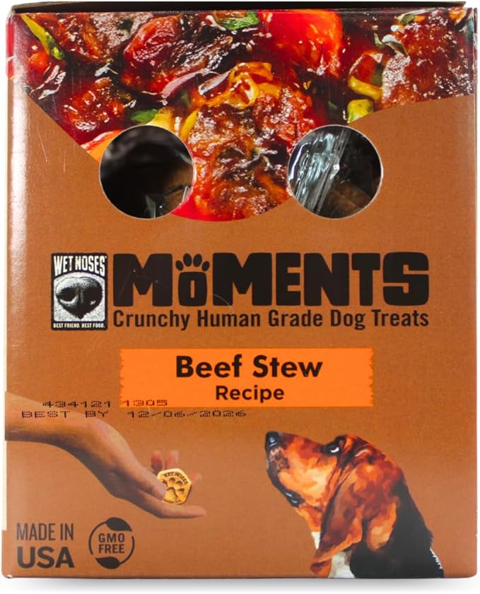 Wet Noses Moments Non-GMO Beef Stew Crunchy Dog Treats - 3lb | No Corn, Wheat, Soy or Peas, Made with 8 Simple Ingredients