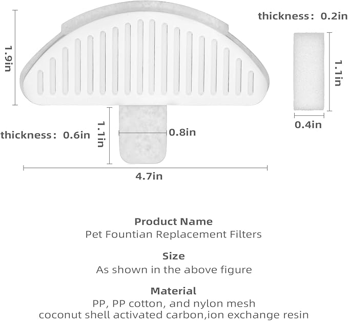 Cat Water Fountain Filter Pet Drinking Fountain Filter, Compatible with Cat Dispenser 67oz/2L Fountain, Pet Automatic Water Feeder, 9 Pack (9 Filters+18 Sponges)