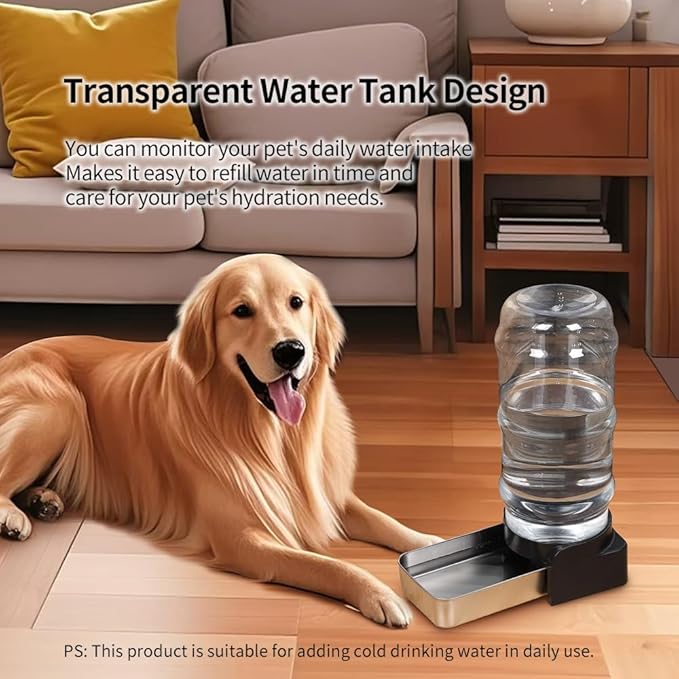 PAKEWAY 1.5 Gallon / 5.7L Automatic Gravity Dog Water Bowl Dispenser, Stainless Steel Large Capacity Pet Waterer with 3 Filters for Medium Dogs and Cats
