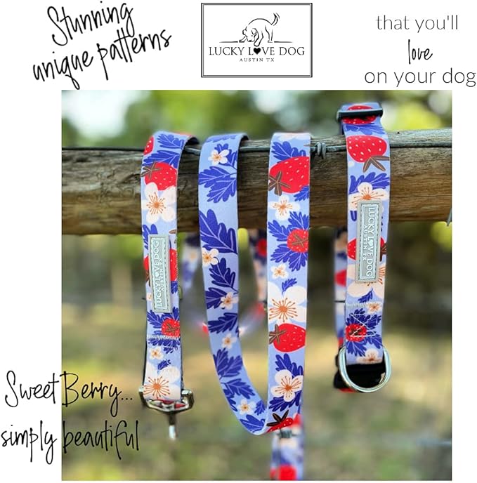 Lucky Love Dog - Adjustable Dog Collar with Easy Click Buckle for Small to Large Ones, Durable, & Comfortable for Male & Female Dogs, Pet Collar for Puppies & Adult Dogs - Sweet Berry, Medium