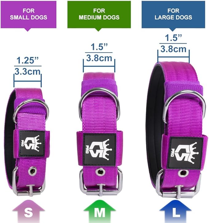 TSPRO Tactical Dog Collar 1.5 Inch Wide Thick Dog Collars with Heavy Duty Metal Buckle, Durable, Strong, Adjustable for Medium to Large Dogs (Green L)