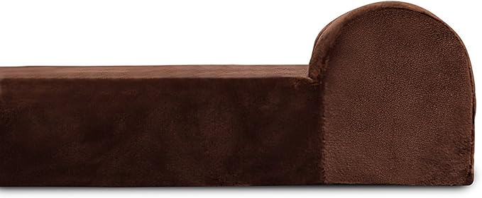 Internet's Best Memory Foam Lounger Pet Bed - Large - 48 x 30 Inch - Ultra Soft Plush Pet Bed - Headrest Pillow Top - Brown