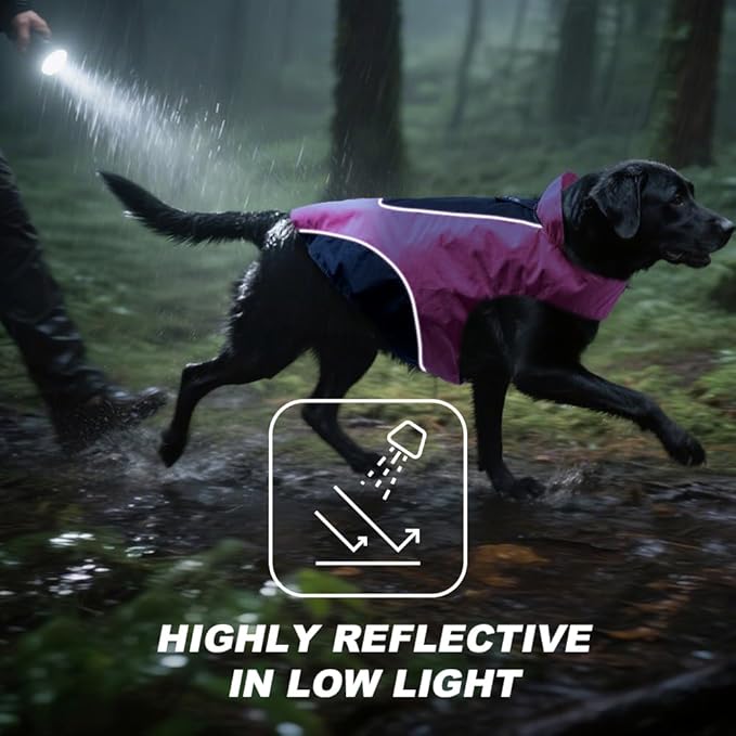 TSPRO Premium Dog Raincoat for Small/Medium Dogs, Waterproof Nylon, Reflective Strips, Easy-On Adjustable Hook & Loop Fastener, Leash Hole for Outdoor Walks (Pink, M)