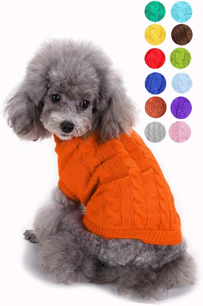 Warm Classic Turtleneck Pet Sweater - Cute Winter Dog & Cat Coat - Small, Medium, Large - Christmas Sweater for Girls & Boys