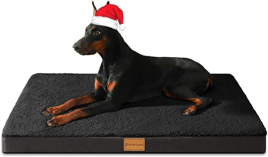 Patas Lague Orthopedic XL Dog Bed Large Sized Dog 48''X30'', Soft Waterproof Egg Crate Foam Large Pet Crate Beds Mat with Removable Washable Cover and Non-Slip Bottom, Black