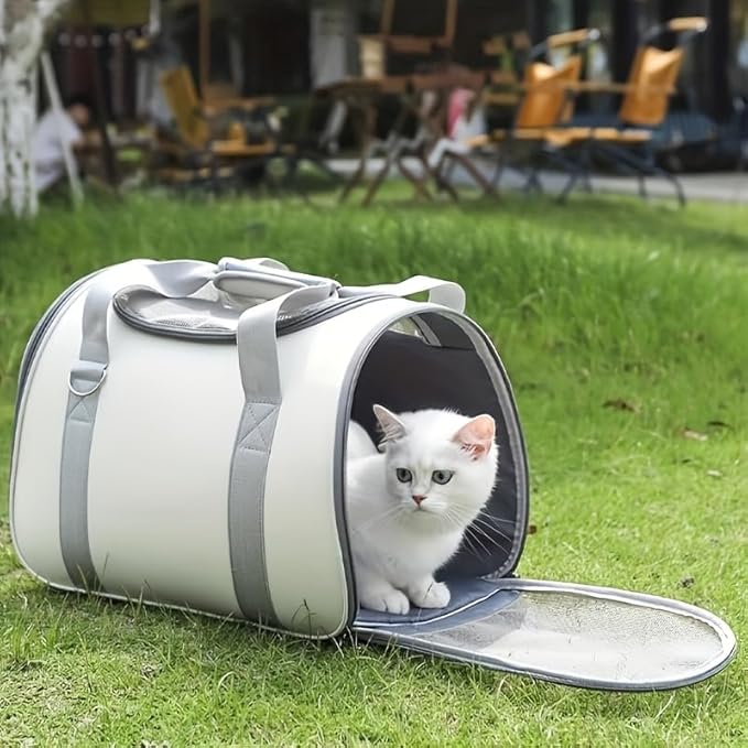 Cat Carriers Dog Carrier Pet Carrier for Smallr, Soft-Sided Cat Backpack & Dog Travel Bag, Carrier for Small Dogs & Cats Under 15 lbs, Puppy Crate & Cat Kennel in Grey（16.54*9.45*10.24inch）