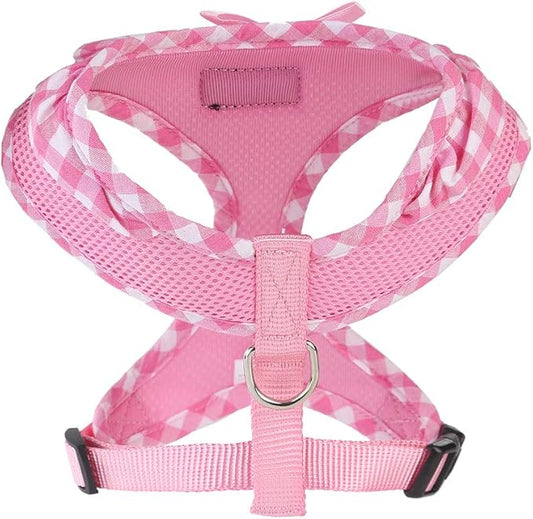 SuperBuddy Upgraded Soft Mesh Dog Harness, Super Breathable Lightweight Pet Harnesses for Puppy Dogs Outdoor Walking, Pink Dog Harness -Medium